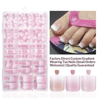 150 faux ongles de pieds roses dégradés à presser, courts et carrés, kit de faux ongles de pieds amovibles et réutilisables pour usage quotidien