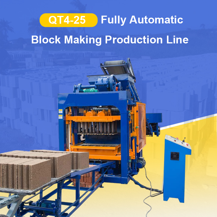 QT4-25 fully automatic co<em></em>ncrete hollow insulated brick block molding machine production line