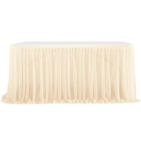 Jupe de table en mousseline de soie perlée, drapé de table de dessert élastique pour mariage, décoration de fête pour tables de buffet d'anniversaire