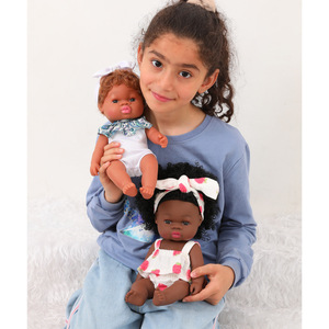Vente en gros 14 pouces 33Cm Reborn Africain Caoutchouc <span class=keywords><strong>Dolly</strong></span> Avec Mousseline Combinaisons Arc Bandeaux Vêtements Ensemble Poupées Pour Les Filles - Product Image 5