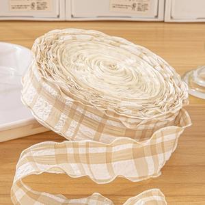 Wholesale <b>Pastel</b> 4cm 50 Yards Organza Crinkled Plaid Ribbon Eco-Friendly High Tenacity for Spring Party <b>Decor</b> Gift Packaging DIY - Product Image 5