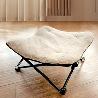 Nichoir pour chien écologique, amovible, lavable, en peluche épaisse, résistant à l'humidité, avec cadre métallique, motif solide, forme carrée, pour l'hiver