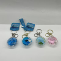 Porte-clés personnalisé en acrylique transparent avec figurine flottante et paillettes, pendentif mignon pour cadeaux et organisation des clés en forme ronde