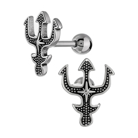 Boucles d'oreilles clous Trident Gothique Punk en Acier Chirurgical 316L, à vis, étanches et inaltérables, Bijoux de piercing corporel