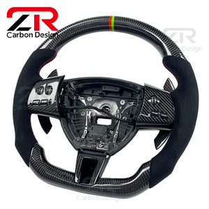 Volante de Fibra de Carbono Personalizado para <span class=keywords><strong>Jaguar</strong></span> XKR, Volante de Cuero con Levas para XF, XE, XJ, X-Type, F-Type, XK, XKR-S Coupé - Product Image 2