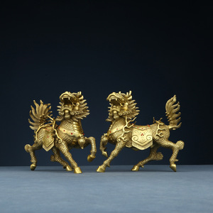 Brass Qilin Figurine Copper Craft <b>Desk</b> Decoration Feng Shui Office Gift - Product Image 3