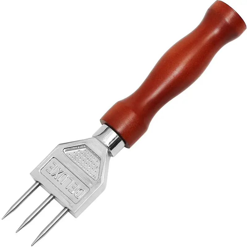 Profissional Bar Wine Tools Aço Inoxidável Três Pronged Bar Ice Pick Shovel Com Punho De Madeira