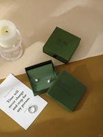 Ensemble de boîtes à bijoux en velours vert sauge avec tiroir et pochette portable pour l'emballage d'accessoires de luxe