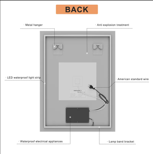 Sang Trọng Hình Chữ Nhật Thông Minh LED Tắm Tường Gương Hiện Đại Chống Sương Mù Phòng Tắm Phụ Kiện Với Chiếu Sáng Tính Năng Có Khung - Product Image 6