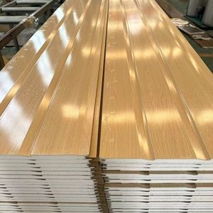Panneaux sandwich en laine <span class=keywords><strong>de</strong></span> roche ignifugés, imperméables, isolants thermiquement et acoustiquement, avec revêtement métallique pour murs et toitures <span class=keywords><strong>de</strong></span> maisons préfabriquées - Product Image 3