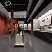 Vitrine en verre personnalisée de Style rouge musée hors comptoir en verre d'Illusion pour le stockage d'affichage d'histoire de magasin de musée