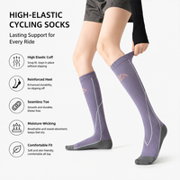 Chaussettes de cyclisme hautes pour sports de plein air, chaussettes longues côtelées à compression pour le vélo, la randonnée, le ski, pour femmes