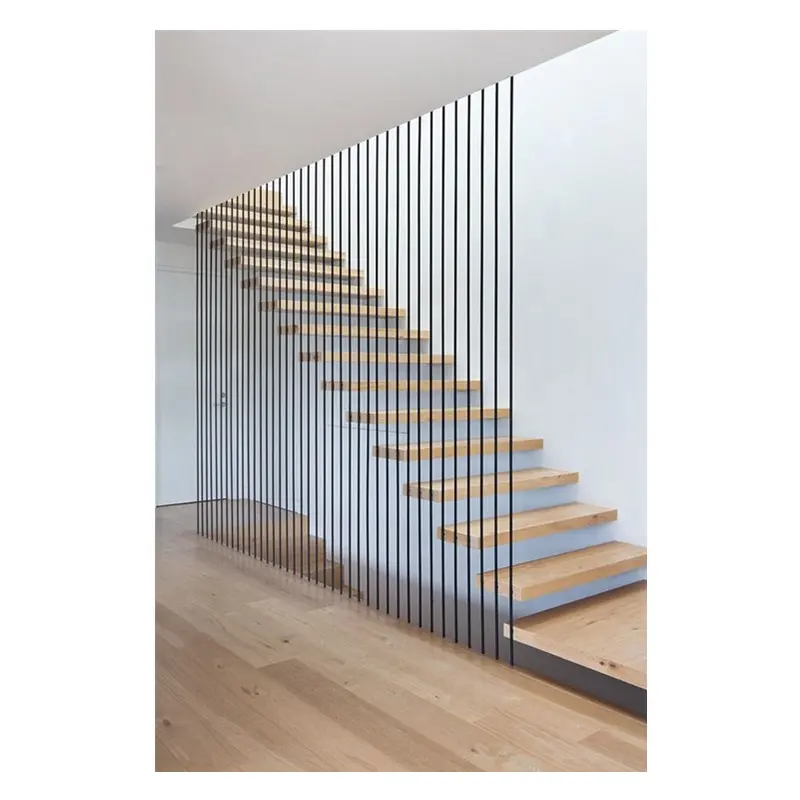 Steel wood staircase Modern Folding Stairs / Build Floating Staircase Conform UK building regulation