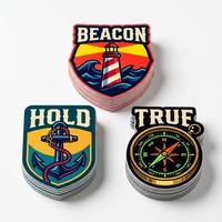 Autocollants personnalisés style patch bouclier rétro, imperméables, auto-adhésifs, découpés, badges nautiques pour emballage de produits
