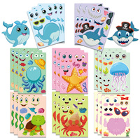 16 Hojas de Pegatinas de Animales Marinos para Niños, para Fiestas, Crea tus Propias Pegatinas de Animales Marinos para Suministros de Fiestas Temáticas del Mar
