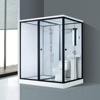 Luxe Portable Moderne Design Carré Unité de Salle de Bain Modulaire Préfabriquée Acrylique Plateau Porte de Douche Ensemble pour Petits Hôtels