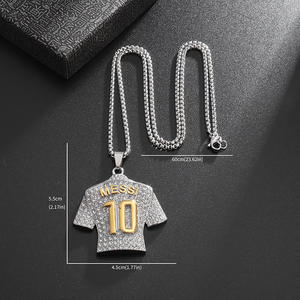 Hip Hop joyería titanio acero 18K chapado en oro diamante fútbol estrella n. ° 10 <span class=keywords><strong>Jersey</strong></span> fútbol colgante Punk Collar para Unisex - Product Image 5