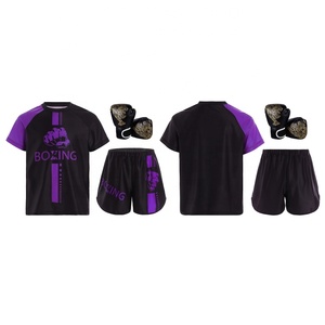 Costume d'entraînement de boxe pour garçons de 6 à 16 ans, t-shirt de boxe avec short et gants de boxe, pour la gym, le fitness, l'entraînement, la course à pied et le jogging - Product Image 3
