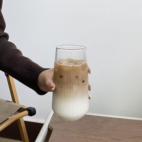 High borosilicate glass 500ml juice cup 16oz design glass cup