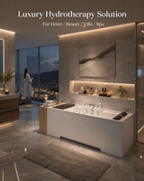 Bak Mandi Akrilik Modern Ukuran Khusus dengan Keran Terpasang, OEM ODM, Bak Rendam untuk Kamar Mandi Villa Hotel