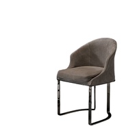 Chaises de salle à manger grises en fourrure Lunling, style restaurant moderne de luxe, pour îlot de cuisine extérieur
