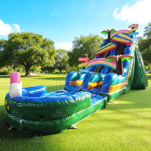 WINSUN Commercial Beach Themed Inflatable Water <b>Slide</b> with <b>Pool</b> Surfboard Rainbow Design for Outdoor Summer Fun Events - Product Image 2