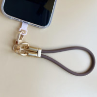 Dragonne réglable pour téléphone portable avec logo personnalisé, accessoire anti-chute en silicone avec boucle en ruban adhésif anti-enchevêtrement pour téléphone portable