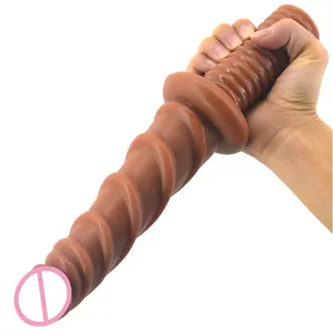 FAAK 11.5英寸超长现实 Spirail penis 与手柄 jugueles 性用品医用 PVC long dildo 插头为妇女