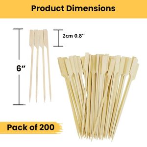 Bâtonnets plats jetables en bambou de haute qualité avec logo personnalisé, brochettes biodégradables pour fêtes - Product Image 2