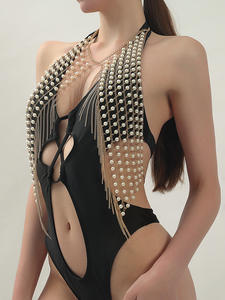 2024 parti kızlar İmitasyon İnci kolye takı seksi çok katmanlı el yapımı örgü inci püskül göğü<span class=keywords><strong>s</strong></span> vücut zincir <span class=keywords><strong>Lady</strong></span> hediye için - Product Image 2