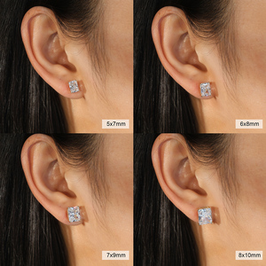 LZE54 RINNTIN Women <strong>Earrings</strong> 14K <strong>Gold</strong> Plated 925 Sterling Silver <strong>Emerald</strong> Radiant Cut 8A Premium Cubic Zirconia Stud <strong>Earrings</strong> - Product Image 3