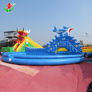 Tobogán Acuático Inflable Gigante con Diseño de Dragón y Tiburón, Doble Carril, PVC Grueso, con <span class=keywords><strong>Piscina</strong></span> Grande para Parques Acuáticos al Aire Libre - Product Image 4