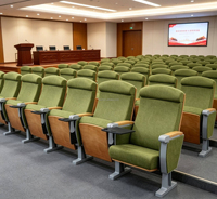 Chaise d'auditorium rembourrée avec tablette d'écriture pliable, accoudoir en bois, siège de théâtre robuste pour salle de conférence universitaire
