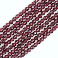 Cuentas de Granate Rojo Natural Facetadas en Forma de Bola Redonda para Fabricación de Joyería DIY, 2mm 3mm 4mm, 38CM, Venta al Por Mayor
