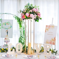 Décoration de table pour événements de mariage en plein air, décoration d'allée, support à fleurs en acrylique, métal et fer, centre de table pour réception