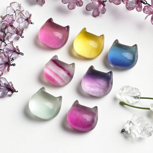 Tay Chạm Khắc Thân Thiện Với Môi Cầu Vồng Tự Nhiên fluorite Pha Lê Hello Kitty Mèo Mini Con Số Đầu Với Biểu Tượng Tùy Chỉnh Cho Mặt Dây Chuyền - Product Image 6