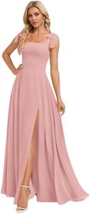 Nueva llegada de las mujeres de verano de tela de <span class=keywords><strong>color</strong></span> sólido Sexy elegante espalda abierta abertura lateral Maxi gasa vestidos de <span class=keywords><strong>dama</strong></span> de honor - Product Image 6