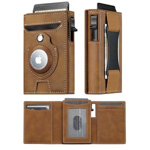 Thông minh airtag ví cho Nam Giới Slim Pop Up Thẻ Ví với airtag chủ RFID PU da trifold Mens Ví với tiền mặt dây đeo - Product Image 1