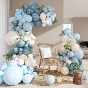 Kit de Arco de Globos Desechables Azul Polvoriento de 124 Piezas con Globos Macaron y Azul Claro para Fiestas de Cumpleaños, Bebés y Niños Pequeños - Product Image 2