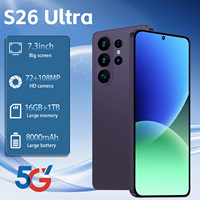 Smartphone S26 Ultra 5G LTE Android 15 Écran LCD 7,3 Pouces 16 Go de RAM 1 To de ROM Appareil Photo 108MP 72MP Batterie 8000 mAh Double SIM