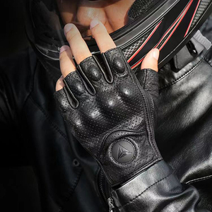 Gants de <span class=keywords><strong>moto</strong></span> Motowolf demi-doigts en <span class=keywords><strong>cuir</strong></span>, gants de <span class=keywords><strong>moto</strong></span> sans doigts, gants rétro respirants pour l'été - Product Image 4
