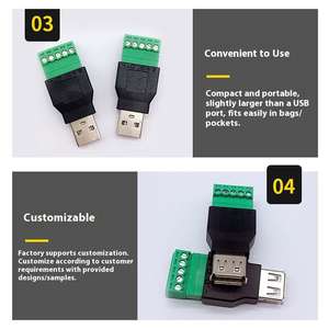 USB 2.0 Type Male Female Turn Terminal USB Turn Terminal Éviter Les Bouchons De Soudage Mâle Femelle Tête Connecteur Nylon Cuivre Contacts - Product Image 4