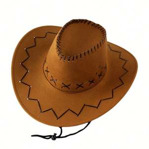 Sombrero vaquero unisex estilo pradera americana con ala ancha y estampado personalizado para adultos, ideal para fiestas, playa, equitación, venta al por mayor. - Product Image 5