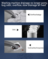 Connecteur de tuyau de vidange au sol anti-refoulement en acier inoxydable et plastique chromé au design moderne pour machine à laver de salle de bain (coudé)