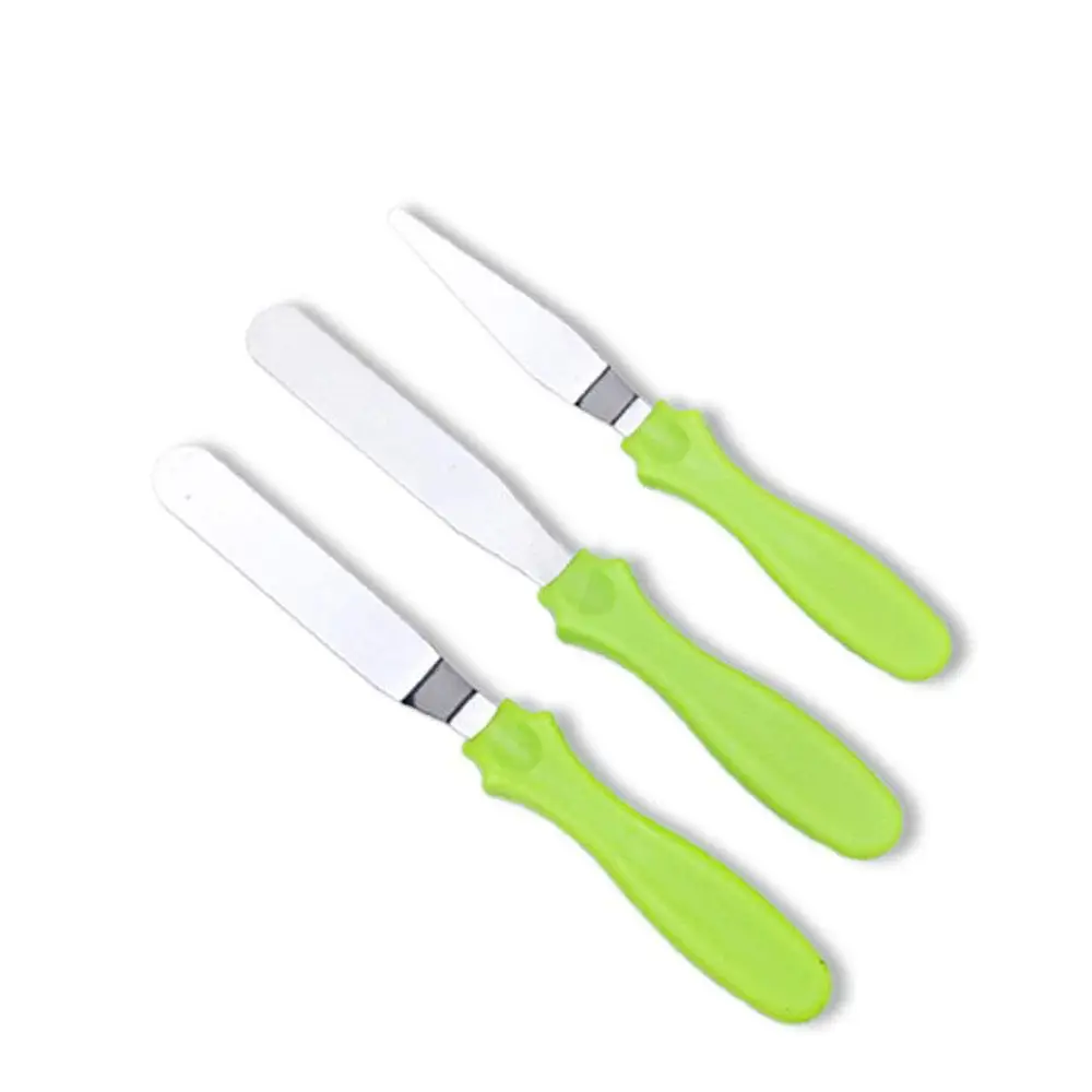 Cake Icing Smoother, Cake Spatula Set Professional Stainless Steel Icing Knife 3 Pack Green