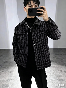 Cappotto da Uomo a Pied-de-Poule, Primavera e Autunno, Nuovo Stile <span class=keywords><strong>Trendy</strong></span> di Alta Gamma, Giacca Slim Fit a Quadri con Risvolto - Product Image 6