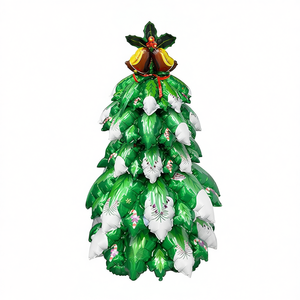 Globos de Aluminio 3D Anagram con Forma de Árbol de Navidad, 12 Piezas de Colores Surtidos, Decoraciones para Fiestas en Interiores, Regalo para Niños, Base de Soporte - Product Image 1