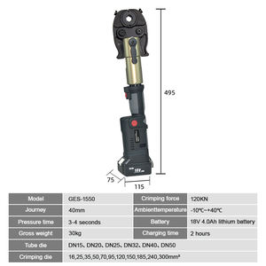 Alat pemasang pipa hidrolik elektrik GES-1550, alat pemotong kabel tembaga 3 in 1 baterai elektrik - Product Image 2