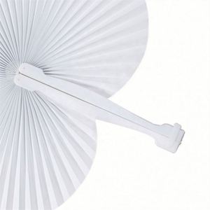Fairy Blank White Heart Shape Folding Handheld Paper Hand Fans Plastic Handles Customized Colors DIY Painting for - Product Image 3