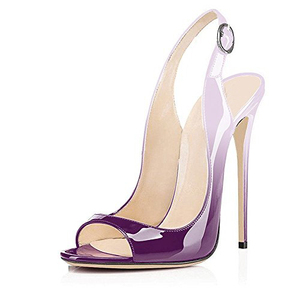 Sandalias de tacón alto para mujer, de charol, con degradado de color, zapatos de vestir, slingbacks con correa de hebilla, destalonados, de punta abierta, tacón de aguja - Product Image 3